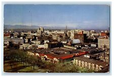 1951 Denver Colorado CO, Bird's Eye View Skyline With Snowcapped Peaks Postcard picture