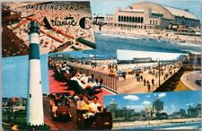 Vintage ATLANTIC CITY New Jersey Greetings Postcard Multi-View / 1957 Cancel picture