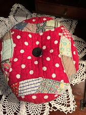 Throw Pillow from Vintage 1930's RED Polka Dot Quilt Piece with Chenille low shp picture