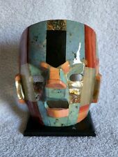 Aztec Myan death mask. Beautiful natural stones & shells.  Art piece EXCELLENT  picture