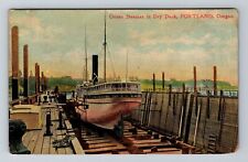 Portland OR-Oregon, Ocean Steamer In Dry Dock Vintage Souvenir Postcard picture