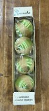 Vintage Pyramid Christmas Ornament Orig Box Green/Gold (4) picture