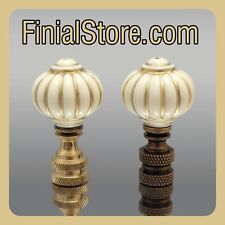 Ivory/Gold, Acrylic, Lenox Style Lamp Finials Polished or Antique Brass Bases picture