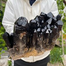 13.7lb Rare Large Natural Black Quartz Cluster Crystal Specimen Healing picture