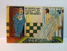 Vintage Comic Postcard Orders Are If You Don't Pay Serviceman, Woman In Shower picture