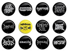 Grindcore Punk Buttons Pins Pinbacks Pack 1 Repulsion, Plutocracy, Napalm Death picture