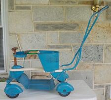 Original Vintage 1950s Taylor Tot Baby Stroller Walker Blue/White Wood Metal picture
