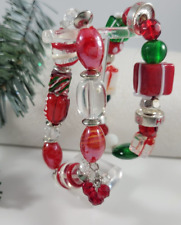 Vintage Christmas Bracelet Holiday Lot Glass Bracelets Presents GORGEOUS picture