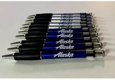 Alaska Airlines Pens Lot of Ten (10) Black Ink Push Pens Promotional Item Office picture