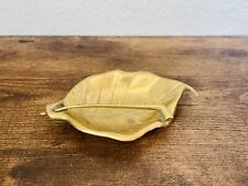 VTG Solid BRASS LEAF Footed Trinket Dish Ashtray Catchall Patina Small Taiwan picture
