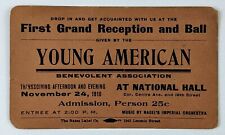 1910 The Young American Benevolent Assoc Ball Ad Card Nagel's Orchestra Vtg picture