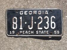 1959 Georgia License Plate 81J236 GA Chevrolet Ford Chattahoochee County Ford picture