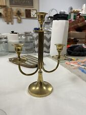 Brass Candle Holder 3 Arm Art Deco Look Table Top Tapers Candlestick Holder picture