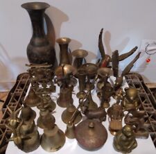 Lot: 31 Brass Figurines, Vases, Bells  Unicorns, Eagle, Goat, Chair All Sizes  picture