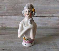 Vintage Germany Porcelain Pin Cushion Half Doll 18th Century Hairstyle  picture
