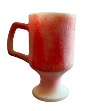Vintage Red Hazel Atlas Textured Pebble Milk Glass Pedestal Mug picture