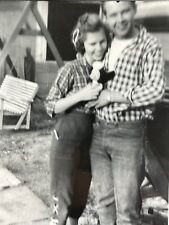 O9 Photo 1950's Couple Stuffed Animal Skunk Slight Blur Greaser Man Woman picture