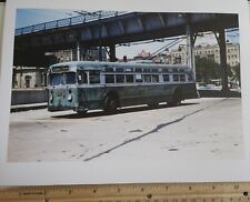 1960 Trolley Coach Bus Williamsburg Plaza Scene Brooklyn NEW YORK CITY Photo NYC picture