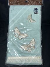 Vintage 3pc Blue Butterfly NOS Bath Towel Set Bath Towel, Guest, Wash Cloth picture