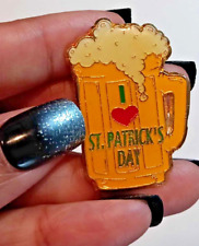 St. Patrick's Day Holiday Brooch Pin Beer Mug I Love St. Patrick's Day VTG picture