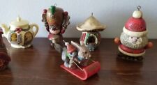 Lot of 5 VINTAGE HALLMARK ORNAMENTS ~ Christmas / Holiday picture