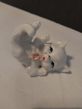 Vintage Adorable White Porcelain Cat Kitten Figurine Fun Made In Japan  picture