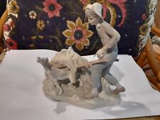Rare Lladro Figurine Boy with Loaded Wheelbarrow and Dog picture