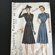 Vintage 1930s Simplicity 3218 Notched Collar Dress Sewing Pattern 20 L/XL USED picture