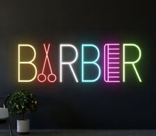 Barber shop neon light sign, custom sign Barber & salon neon sign 12”x24” picture