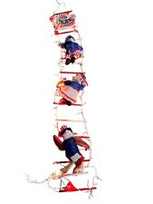 Vtg July 4th Patriotic USA Climbing Nylon Plush Dolls 9ft Light Up Rope Ladder picture