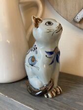 1970s Palomar Mexico Hand Painted Ceramic Cat, Vintage Cat Porcelain Figurine picture