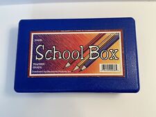 Vintage 1980s Plastic Blue School Box Case With Original Sticker Retro Vibes picture