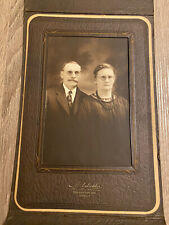 Vintage Cabinet Card Older Couple Round Glasses Man Woman Mustache Detroit Mich picture