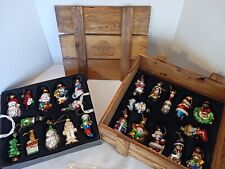 2002 Thomas Pacconi Classics Blown Glass Christmas Santa Ornaments Wood Crate 24 picture