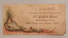 1800s antique L H ROGERS BOOKSELLER STATIONER norristown pa BUSINESS TRADE CARD picture