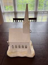 17” Ceramic Sparkling White Church / Light & 1.25” tall Base = 2 Pieces picture