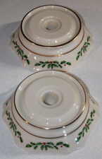 VINTAGE USA ELEGANT LENOX HOLIDAY BERRY TAPER CANDLE HOLDERS LOT 2 picture