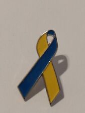 Down Syndrome Blue Yellow Awareness Ribbon Lapel Pin picture