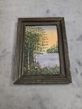Vintage Hand Painted Framed Art Spring Pond In Sunset Approx 6.5