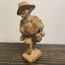 Vintage Hand Carved Figure Man Unmarked 7.5 Inches Tall, fine work, natural wood picture