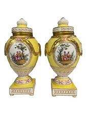 Exquisite Rare Pair of Yellow Early K.P.M Royal Berlin Lidded Vases 1830’s picture
