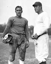 Football practice Joe La Mark captain and Coach Howard Cann  .. Old Photo picture