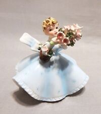Vintage Lefton Girl of the Month Series Figurine Holding Bouquet picture