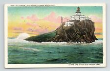 Tillamook Lighthouse Cannon Beach Oregon Trail Canoe Dinghy VTG OR Postcard picture