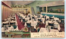 MONTGOMERY, AL Alabama ~  ELITE CAFE DINING ROOM c1940s Linen Roadside Postcard picture