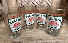 Vintage Belikin Mayan Temple Beer Glasses, Set of 4 - Red/Green Logo, Perfect picture