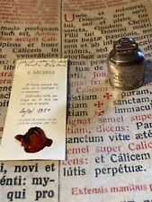 RARE SILVER LUCKY BELL St. MICHELE : Dedica on Holy card wax seal - Capri - 1950 picture