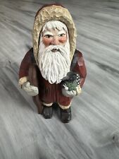 Blue Mountain Collectibles Santa Carved Figurine With Snowshoes + Backpack picture