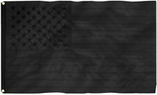 ALL BLACK AMERICAN FLAG HUGE 6x10’ EMBROIDERED STARS picture