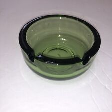 Vintage Mid Century Modern Ashtray Green Heavy Glass 2 Slot Cigarette Joint picture